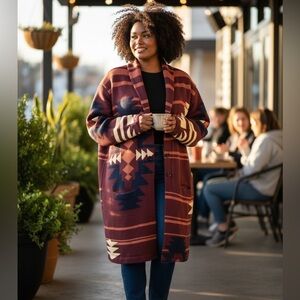 Pendleton WOMEN'S GRAPHIC SWEATER COAT Size XL EUC
